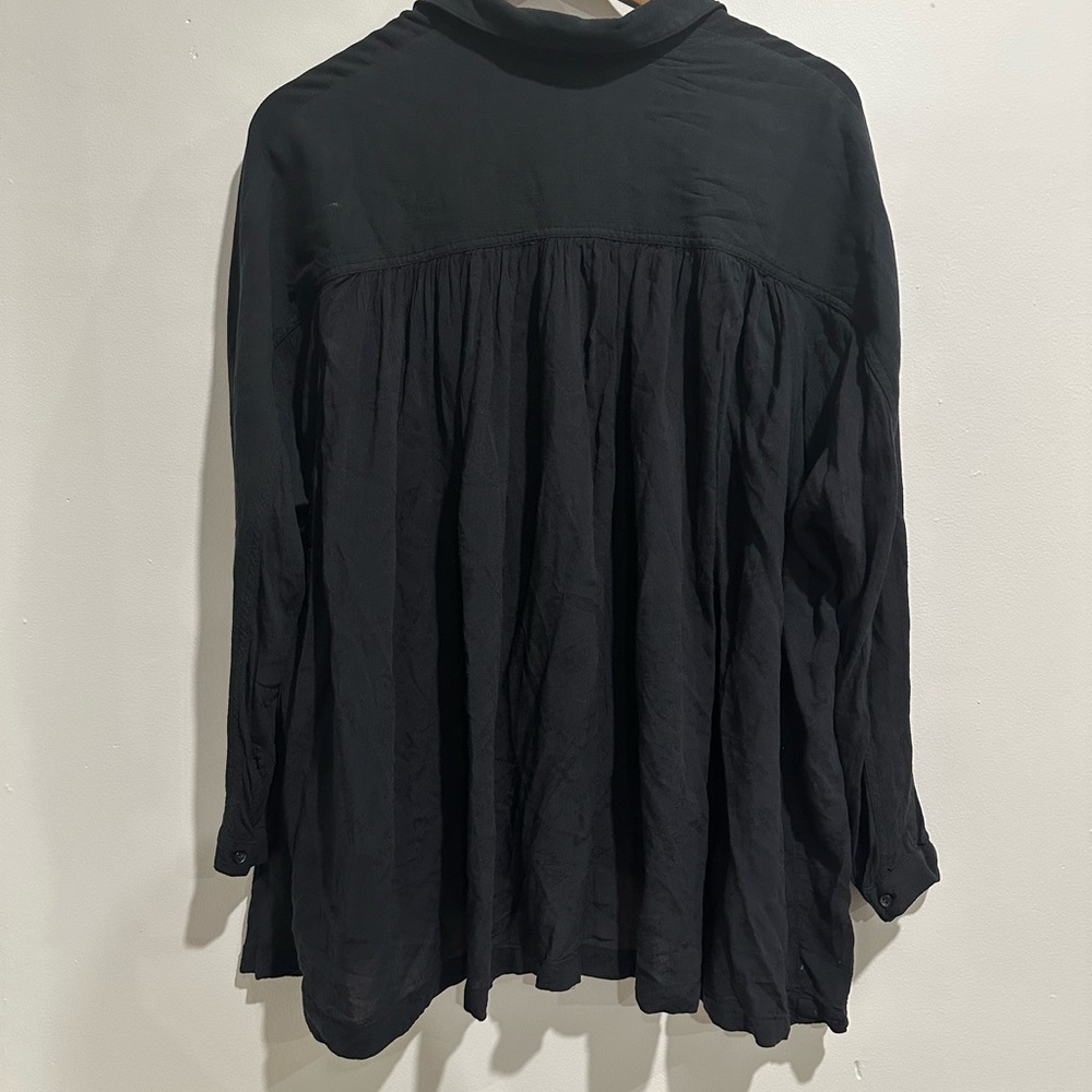 FREE PEOPLE Lovely Day Black Oversized Boho Button Down Pockets Size S - Picture 5 of 9